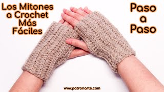 Tutorial Cómo Tejer Mitones a Crochet Muy Fácil y Rápido Paso a Paso Principiantes [upl. by York]