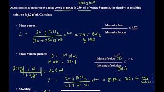 How to solve mass percent massvolume percent molarity Molality and mole fraction [upl. by Zenobia]