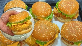 zinger barger bananay  ka asan treka ghar ma sapacial zinger گھر میں اسانی سے زنگر بنائیں،،،،🍔🍔 [upl. by Cherye]