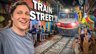 Trying the famous TRAIN STREET in Vietnam [upl. by Ellekram557]