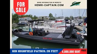 BOAT FOR SALE   RIB HIGHFIELD PATROL 28 FEET [upl. by Cadmann]