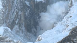 Avalanche Annapurna II Valley Sikilis Nepal [upl. by Eonak]