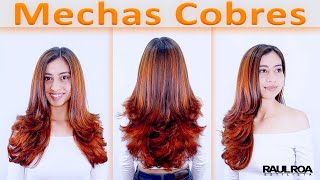 Mechas Cobres sin Decolorar RAUL ROA ESTILISTA [upl. by Lseil]