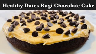 Healthy Eggless Dates Ragi Chocolate Cake With Dates Frosting  Ragi Chocolate CakeGlutenfree Cake [upl. by Raymonds]