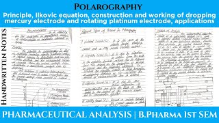 Polarography  Principle Ilkovic equation Dropping Mercury amp Rotating Platinum Electrode Application [upl. by Pauli]