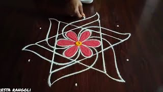 2 Friday special rangoli design 5×3 dots [upl. by Ttessil948]