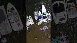 Drone video shows a packed Muskegon Lake for Fourth of July [upl. by Eitac]