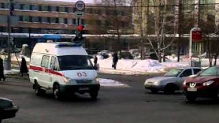 Russian ambulance responding through red light with lights and sirens [upl. by Ahseela]