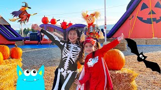 Jannie and Ellie Halloween Pumpkin Patch Playtime [upl. by Philan]