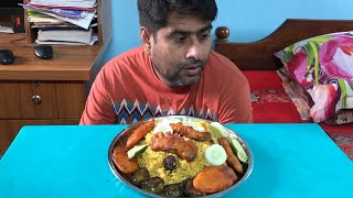 EATING VEGETABLE VONA KHICHURI WITH BEGUNI  PAKURA [upl. by Anastasius325]