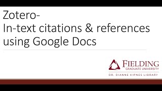 Zotero Intext citations amp references  Google Docs [upl. by Syck]