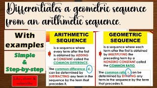 GEOMETRIC SEQUENCE vs ARITHMETIC SEQUENCE [upl. by Anuaf883]