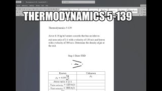 Thermodynamics 5139 Air at 418 kgm3 enters a nozzle that has an inlettoexit area ratio of 21 [upl. by Renae654]