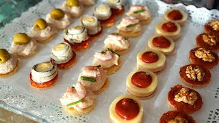 Canapés Variados Fáciles y Rápidos con Trucos para que aguanten más tiempo Aperitivos para Navidad [upl. by Yr229]