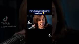 Kamala Harris Caught Adjusting Earpiece During Interview [upl. by Enamrej421]