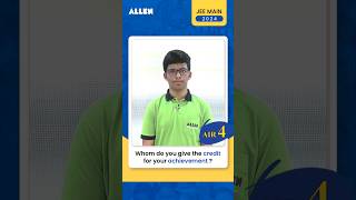 How Did ALLEN Help JEE Main 2024 AIR 4 Aaditya Kumar Succeed shorts [upl. by Chader354]