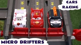 Toy Cars Micro Drifters Racing With Lightning McQueen [upl. by Byrne]