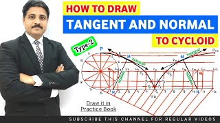 HOW TO DRAW TANGENT AND NORMAL TO CYCLOID OF TYPE 2  ENGINEERING DRAWING  ENGINEERING GRAPHICS [upl. by Christoph]