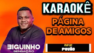 KARAOKÊ playback Página de amigos  versão  BIGUINHO SENSAÇÃO  tom baixo [upl. by Ruosnam]