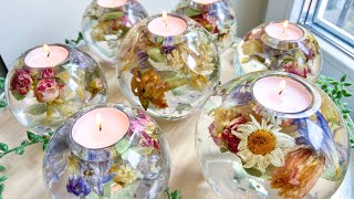 How to Make Resin Candle Holders With Real Flowers Resin Art Tutorial [upl. by Sklar]