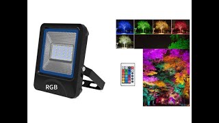 Outdoor RGBW 10W 20W 30W 50W 100W Waterproof IP66 Floodlight LED Flood Light with Remote Control [upl. by Studner683]