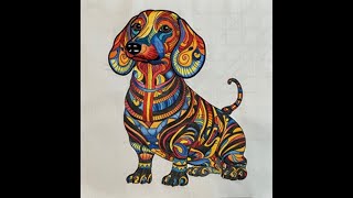 Full Doodled Doxie Coloring Tutorial [upl. by Airetnuhs583]