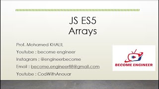 11  JAVASCRIPT ES5  ARRAYS  BECOME ENGINEER [upl. by Yleak968]