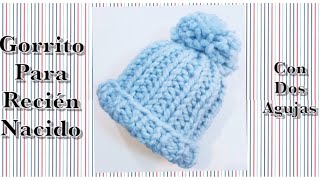 Gorrito para bebe fácil y rápido con dos agujas para principiantes Crochet for Baby 153 [upl. by Ahsetel]