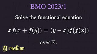 A nice functional equation from the Balkan math olympiad [upl. by Ydeh]