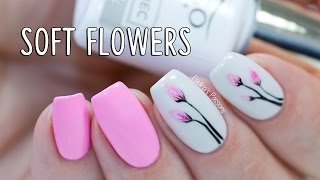 EASY GEL NAILS  Soft Flowers with Indigo Nails Arte Brillante [upl. by Duke]