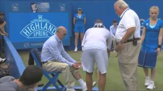 AEGON Championships 2012 Mens Singles Final  David Nalbandian kick disqualified Official footage [upl. by Derfnam]