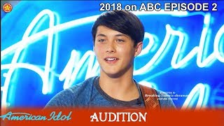 Laine Hardy from Louisiana sings BADSS Country song Audition American Idol 2018 Episode 2 [upl. by Kcyrred]