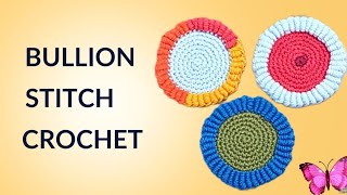 Bullion Stitch  Crochet  Coaster  Decor [upl. by Ojok]