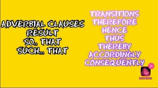 ADVERBIAL CLAUSES OF RESULTSO THATSUCH THATTRANSITIONSTHEREFORETHUSHENCE [upl. by Rothenberg]