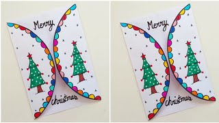 Easy amp Beautiful white paper Christmas Card makingDIY Greeting Card  Handmade Merry christmas card [upl. by Olodort]