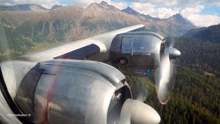 Most Beautiful Flight with Super Constellation through Swiss Alps from Samedan [upl. by Asseral]