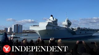 HMS Prince of Wales sets sail for Nato exercise [upl. by Piane]