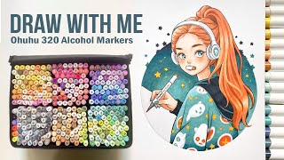 🌠 Draw with me  Marker Art quotCosmic Creationsquot Process  Ohuhu 320 Alcohol Brush Markers [upl. by Yenruogis]