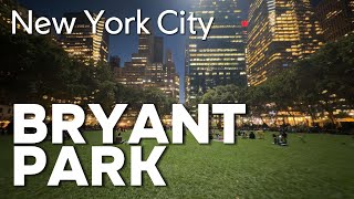 Bryant Park New York City at Night Walking Tour [upl. by Alhahs960]