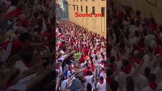 Pamplona sanfermin pamplonada yfm runningofthebulls spain travel traveltospain encierro [upl. by Atsuj]