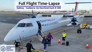 Timelapse Full Flight  Sydney to Canberra  De Havilland Dash 8400  Qantas  4K [upl. by Eirelav76]