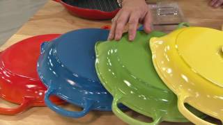 Le Creuset Signature 1025quot Round Cast Iron Grill Pan on QVC [upl. by Nylirrehs]