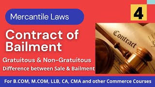 Contract of Bailment  Gratuitous and Non Gratuitous Bailment  Sale of Goods Act 1930 [upl. by Nesiaj636]