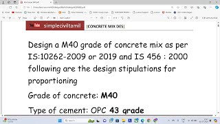 Concrete mix design for M40 grade concrete part 1 [upl. by Travers941]