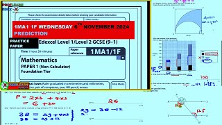 GCSE EDEXCEL MATH 1F 1MA1 PREDICTION NOVEMBER 2024 [upl. by Nilram227]