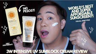 BEST AND SUPER AFFORDABLE SUNSCREEN  3W CLINIC INTENSIVE UV SUNBLOCK CREAM REVIEW  SUPER GANDA [upl. by Stanton]