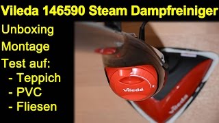 Vileda 146590 Dampfreiniger Mop  Auspacken Montage Test Teppich PVC Fliesen Review de [upl. by Akienom928]