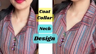 Ladies Coat Collar Neck cutting and Stitching  कोट कॉलर नेक डिज़ाइन [upl. by Wohlert]