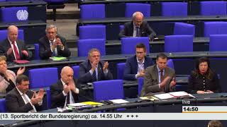 Eberhard Gienger 13 Sportbericht der Bundesregierung Bundestag 19012017 [upl. by Hopper578]