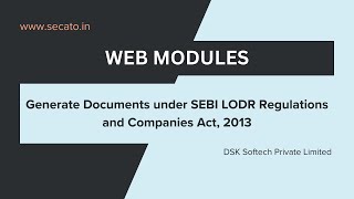 Document Generation under SEBI LODR Regulations and Companies Act 2013  11 [upl. by Samtsirhc41]